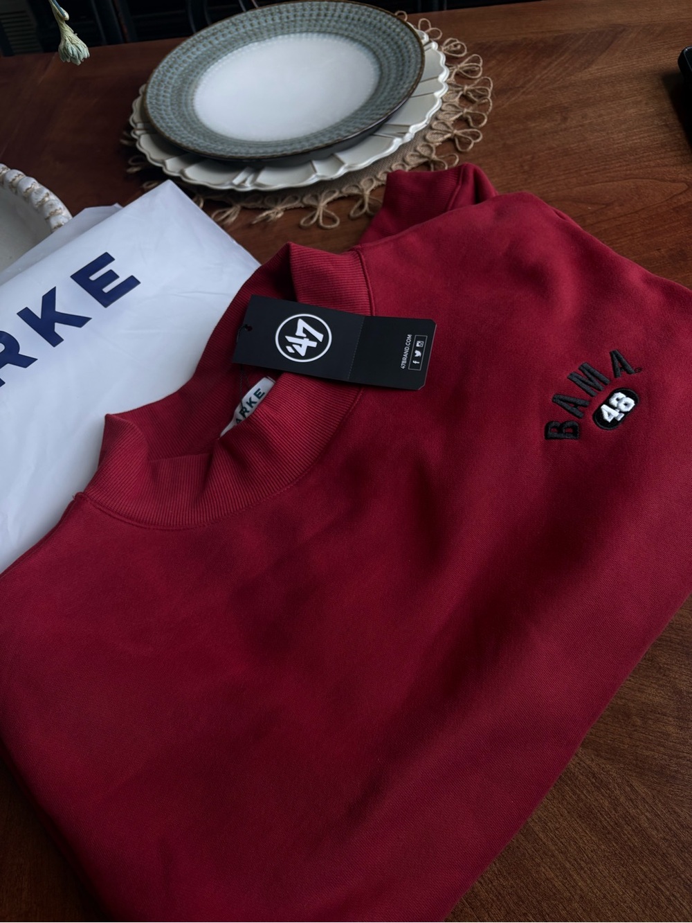 '47 Women's Crimson Crewneck Sweatshirt with BAMA Embroidery